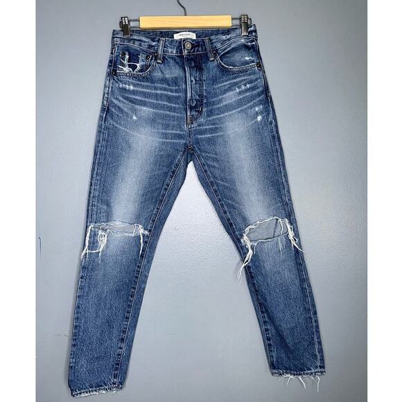 Moussy Latrobe Tapered Skinny Jeans Distressed Knee Medium Wash Blue Size 26 - Picture 2 of 9
